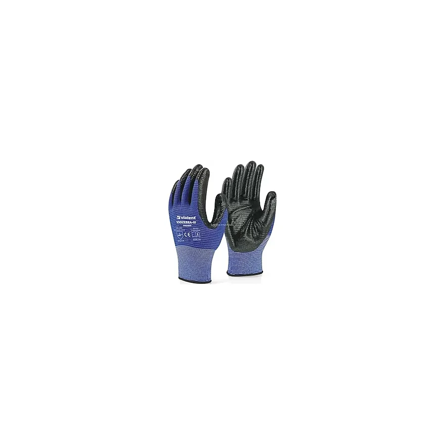 Proalet Violent Nitril Kaplı Örme Eldiven, Çift Renk,%100 Polyester, Kaymaz, Dayanıklı, Endüstriyel İş Eldiveni, İnşaat, Bahçe, Otomotiv, Lojistik İçin Uygun, Koruyucu, Zebra Eldiven (2, Mavi)