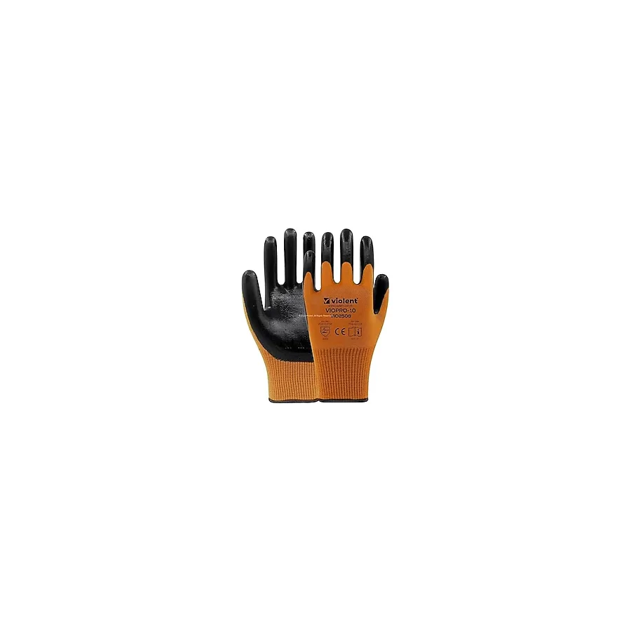 Proalet Violent Nitril Kaplı Örme Eldiven, Çift Renk,%100 Polyester, Kaymaz, Dayanıklı, Endüstriyel İş Eldiveni, İnşaat, Bahçe, Otomotiv, Lojistik İçin Uygun, Koruyucu, Zebra Eldiven (2, Turuncu)
