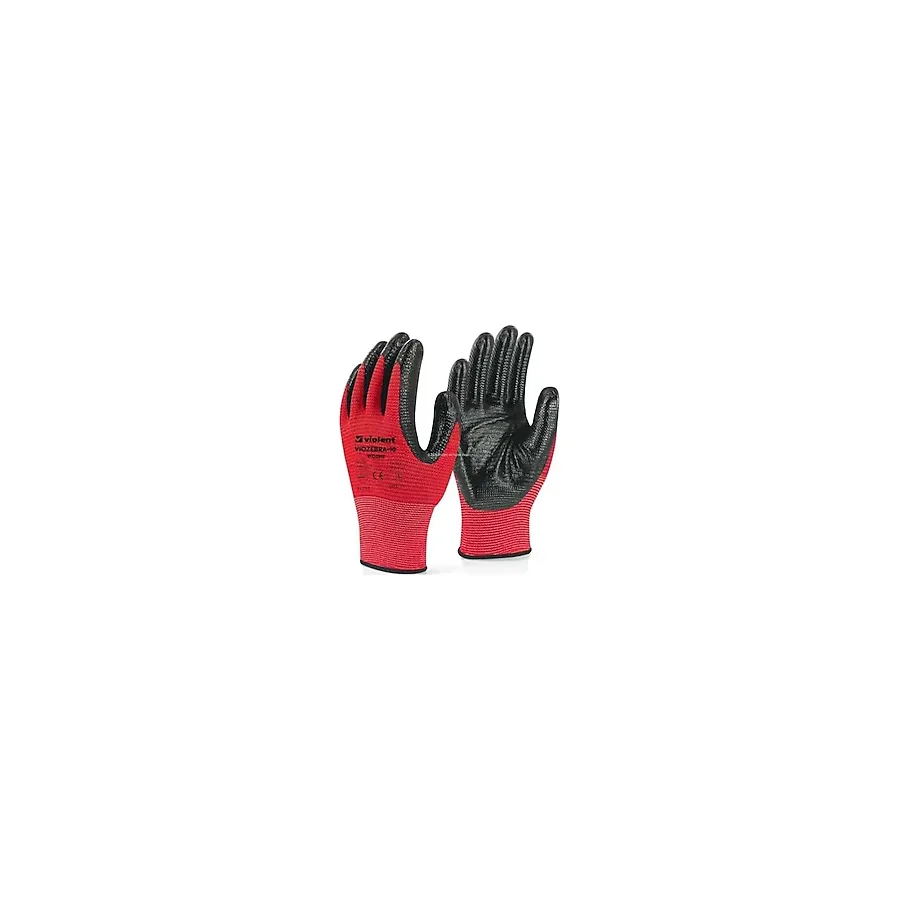Proalet Violent Nitril Kaplı Örme Eldiven, Çift Renk,%100 Polyester, Kaymaz, Dayanıklı, Endüstriyel İş Eldiveni, İnşaat, Bahçe, Otomotiv, Lojistik İçin Uygun, Koruyucu, Zebra Eldiven (1, Kırmızı)