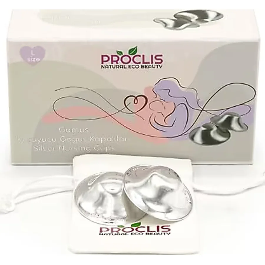 proclis natural eco beauty Koruyucu Gümüş Göğüs Ucu Kapakları, 999 Ayar Parlatılmış Gümüş Göğüs Ucu Koruma Kapakları, Gümüş Meme Kapağı, Göğüs Ucu Koruyucular (Large)