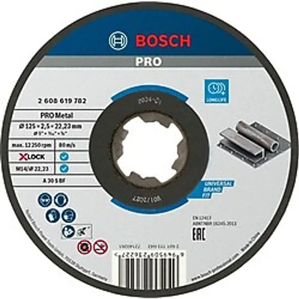 Professional 1x Standard For Metal X-Lock Kesme Diski (Metal İçin, Ø 125 x 2,5 x 22,23 Mm, Düz, Açılı Taşlama Makinesi Aksesuarı) - Beyaz - Standart