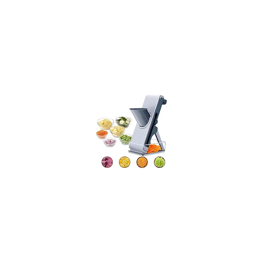 Profesyonel Basmalı Rende Doğrayıcı - 3 Bıçaklı Paslanmaz Çelik Kesme, Mandolin Doğrama ve Rendeleme Aleti - Sebze, Meyve, Peynir, Salata ve Pratik Mutfak Kullanımı İçin Ergonomik Tasarım