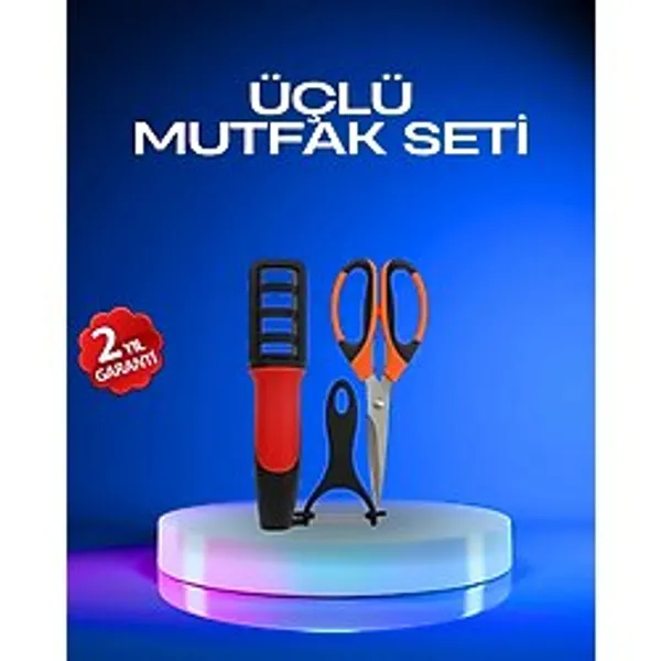 Profesyonel Mutfak Makas Seti - Kesim Makası + Soyacak + Bileyici