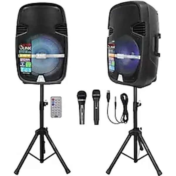Profesyonel PA Kabin Hoparlör 15 Bluetooth Taşınabilir Şarjlı RGB Işıklı Karaoke Ses Sistemi 900W
