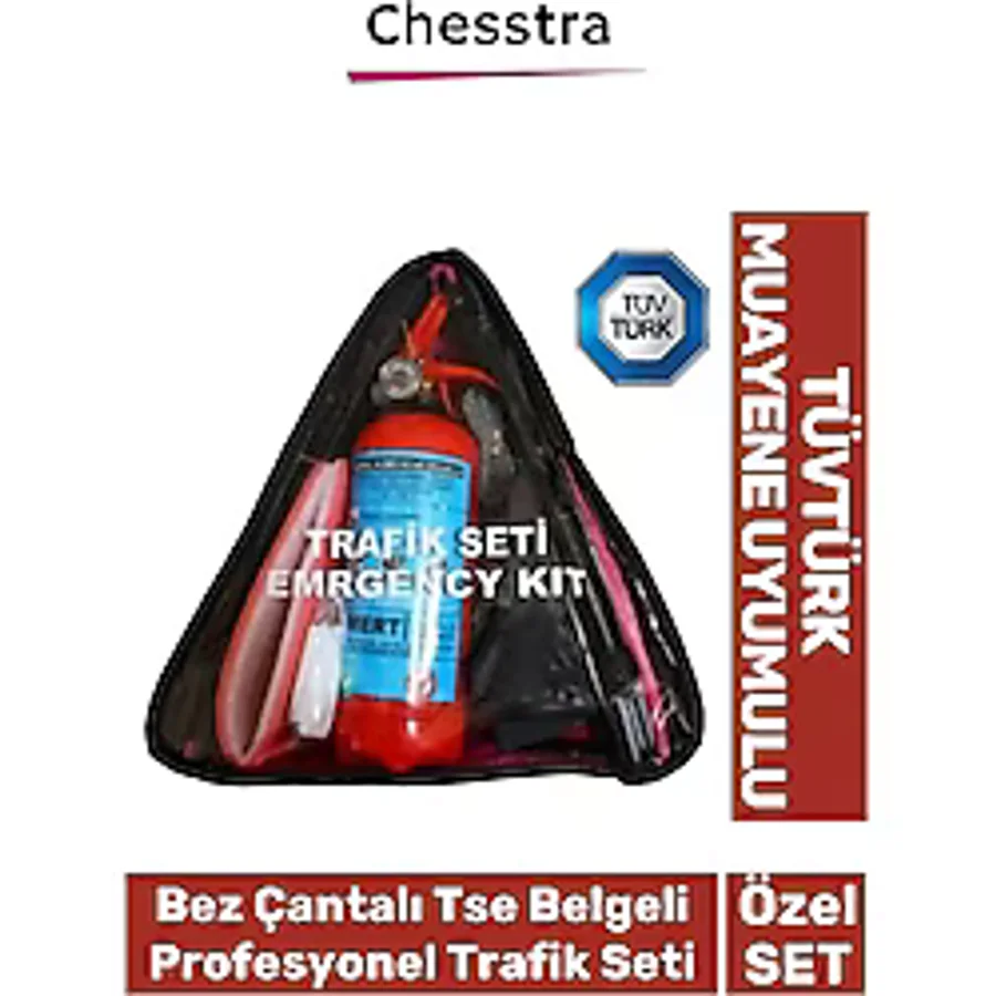 Profesyonel Tüvtürk Uyumlu Bez Çantalı Üçgen Yangın Tüp Oto Araba Tse Belgeli Ilk Yardım Trafik Seti