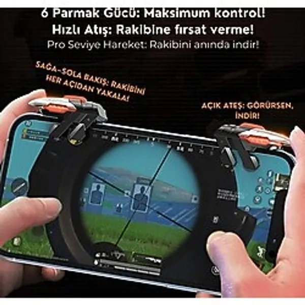 Profesyonel Yüksek Hassasiyetli Telefon Tetik Mobil Oyun Tetik Aparatı 4 Buton Nişan ve Tetik Tuşu - Renkli - Standart