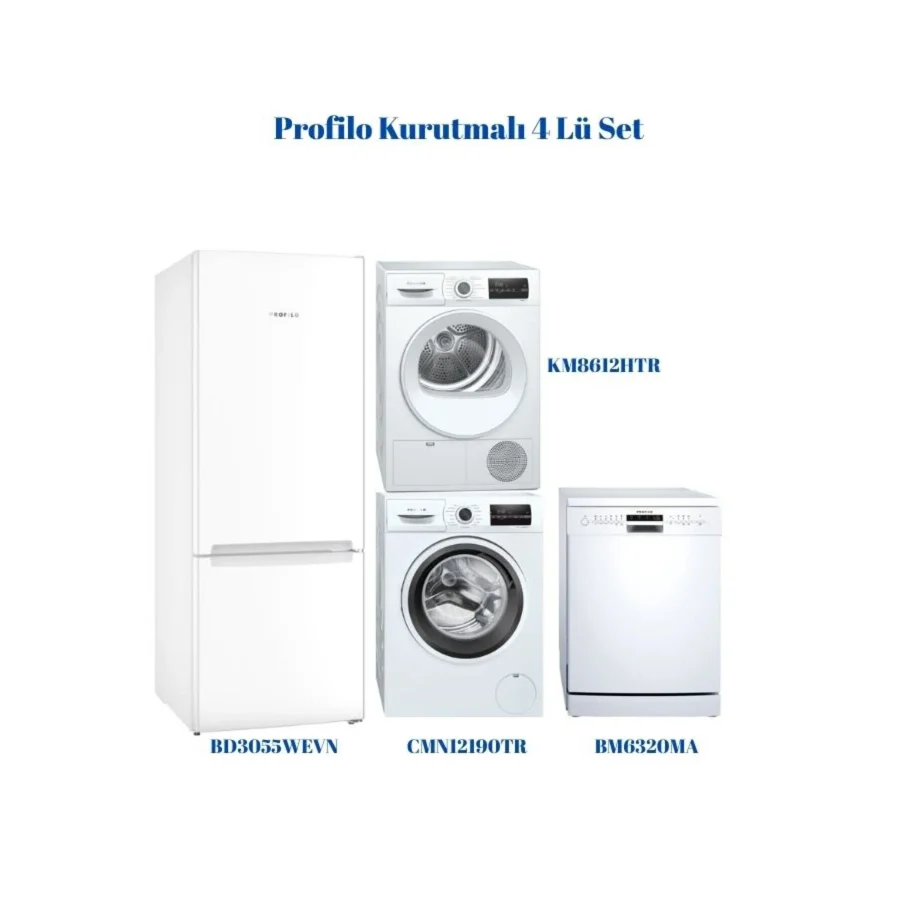 Profilo 4 Lü Kurutmalı Full Set (bd3055wevn - Cmn12190tr - Bm6320ma - Km8612htr)