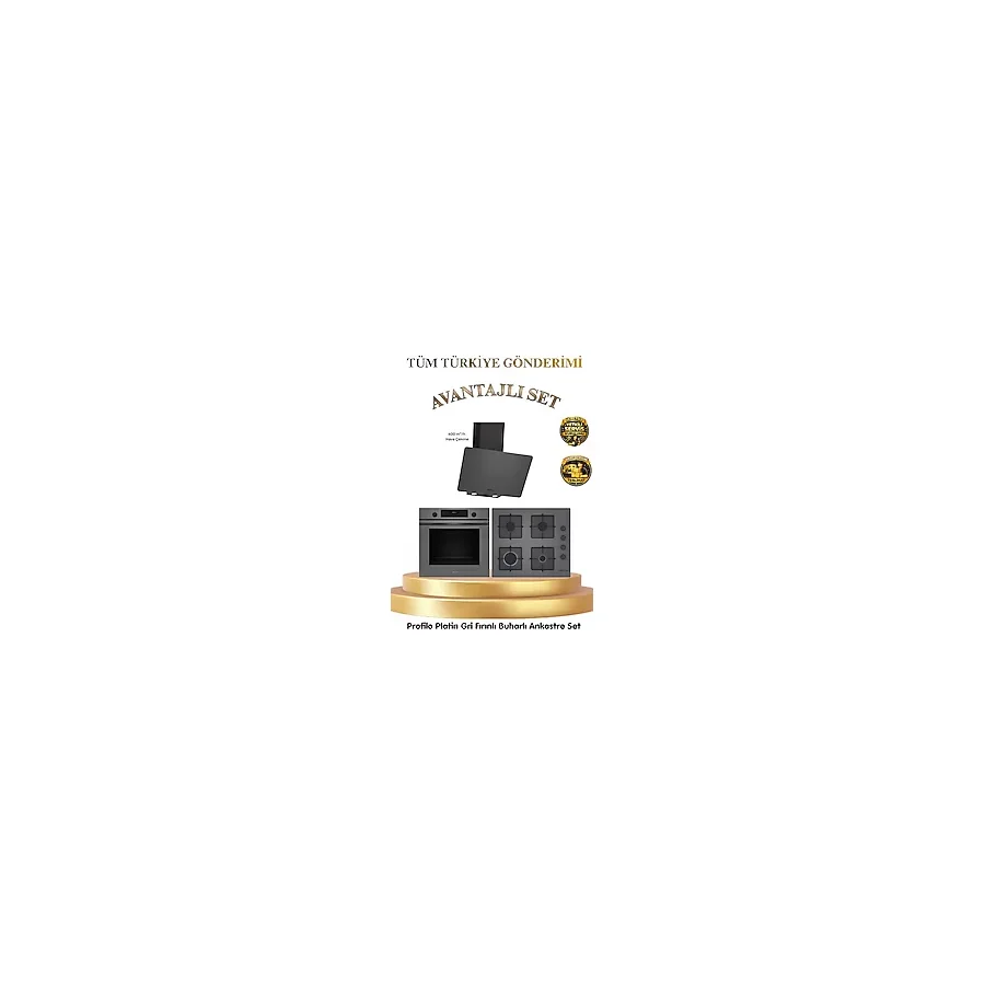 Profilo Ankastre Set Buhar Destekli 76LT Fırın - Davlumbaz-Ocak FXSA243F-DVK6J479-OE36P9P10D - Gri