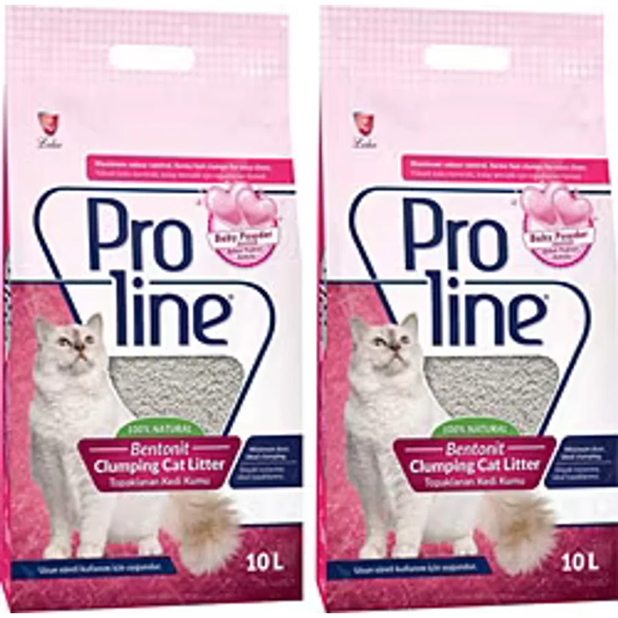 Proline Bebek Pudrası Kokulu 10 lt 2'li Bentonit Kedi Kumu