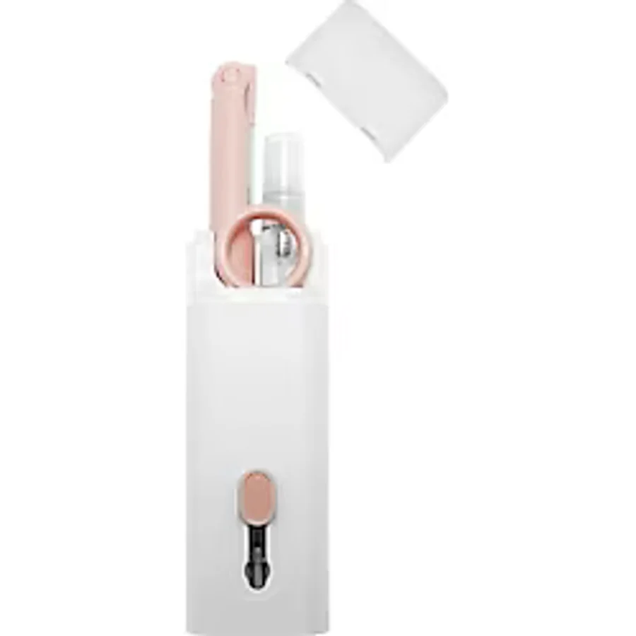 Promosyonca 7'si 1 Arada Elektronik Temizleme Kiti, Klavye, Airpods Pro, Kulaklık, Laptop ve Telefon için Fırçalı Temizleyici Set (Pembe)