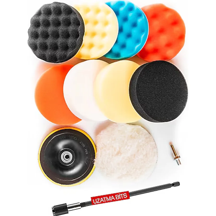 Proxtech Oto Temizlik Parlatma 12 Parça Pasta Cila Polisaj Süngeri Matkapa Uyumlu Fırça Seti Parlatma Kit