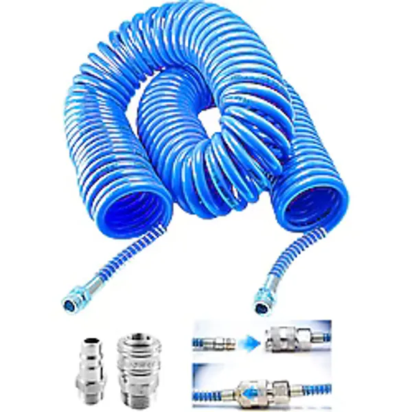 PROXTECH Profesyonel Yüksek Kalite Kompresör Spiral Hava Hortumu 8 Mm 15 Mt Hava Jakı Kompresör Recor Seti