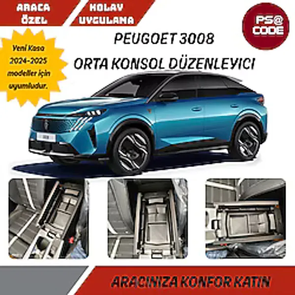 psa code Yeni Kasa Peugeot 3008 2024 Orta Konsol Kolçak Saklama Kutusu, Kolçak Düzenleyici