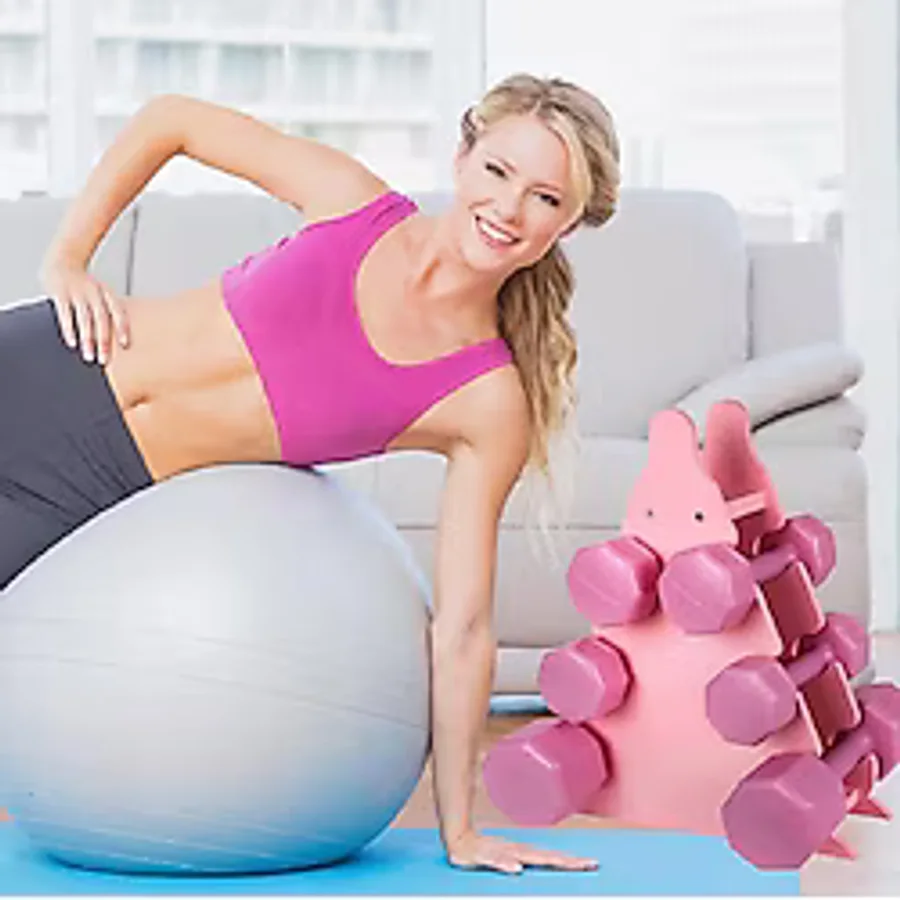 Psspor 3 Set Pembe Renk Dambıl Seti + Stand ( 2 Adet 1Kg - 2 Adet 2Kg - 2 Adet 3Kg + Stand)