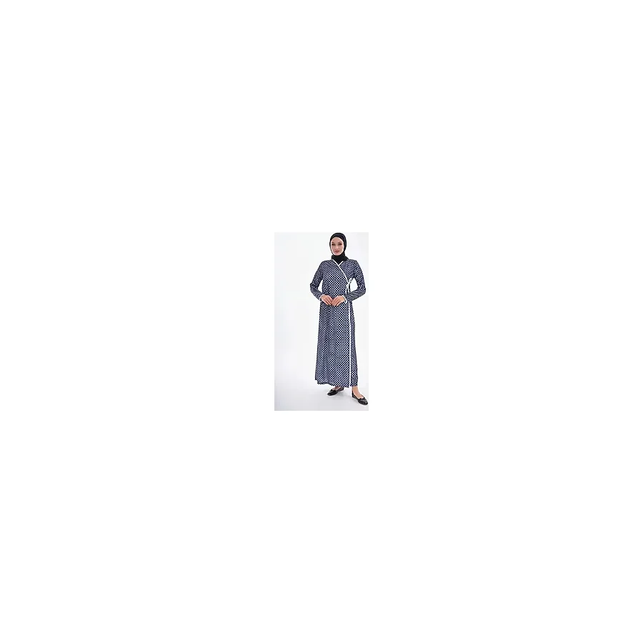 Puantiyeli Yandan Bağlamalı Namaz Elbisesi - Gül Kurusu