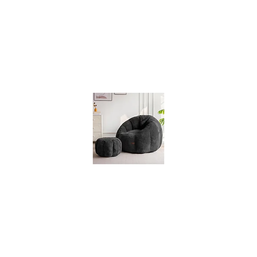 Puffiber Ergonomik Yer Tipi TV Gaming Yer Koltuğu - Yetişkin Armut Puf Berjer 105x80 cm Modern Salon & Balkon Koltuğu - Antrasit