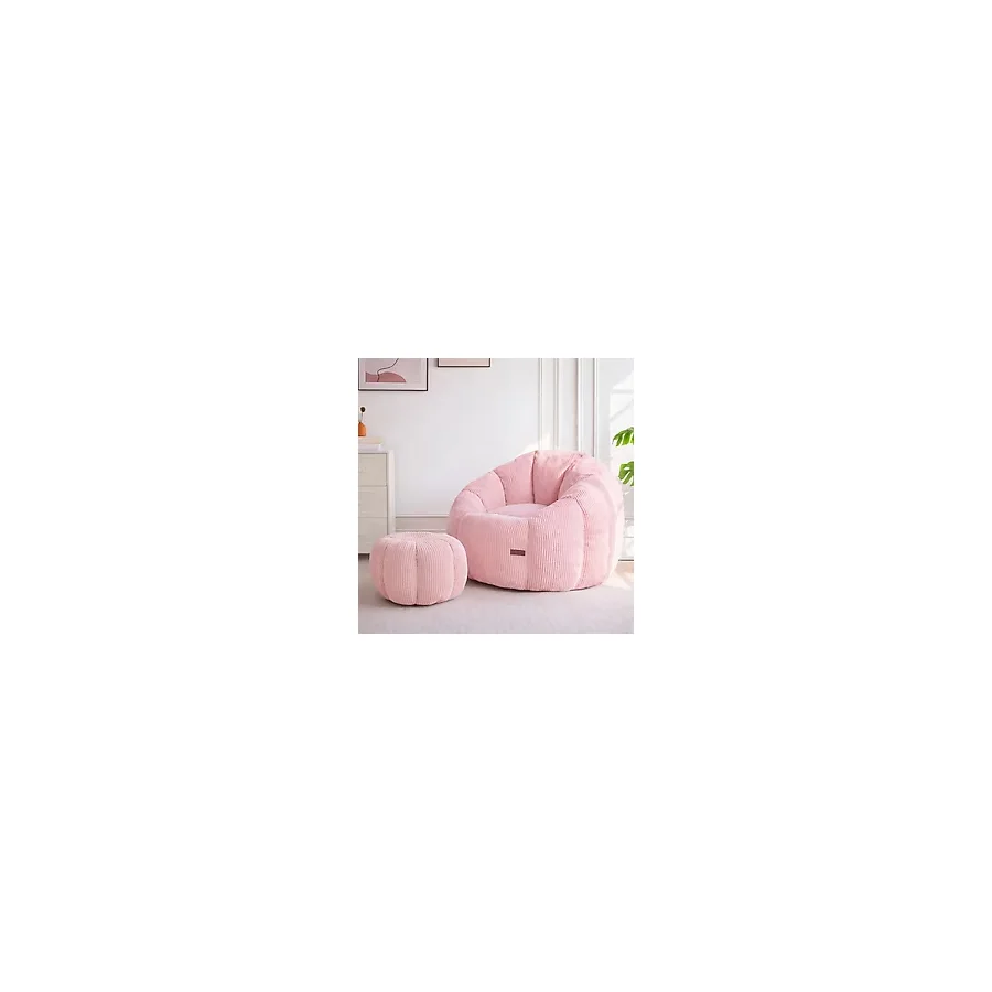 Puffiber Ergonomik Yer Tipi TV & Gaming Yer Koltuğu - Yetişkin Armut Puf Berjer 105x80 cm Modern Salon & Balkon Koltuğu - Pembe