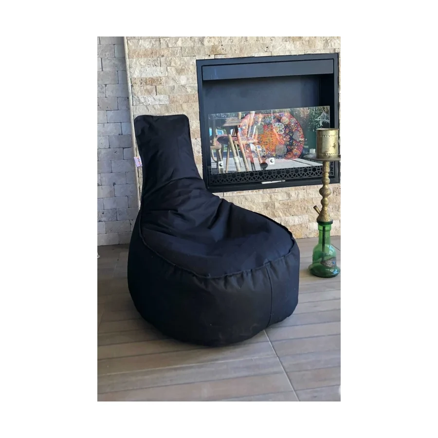 Pufumo Kumaş Aktif Armut Koltuk Siyah ( Orta Boy ) Siyah Country Modern 70x40x55 Cm