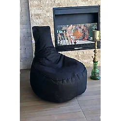 Pufumo Kumaş Aktif Armut Koltuk Siyah ( Orta Boy ) Siyah Country Modern 70x40x55 Cm