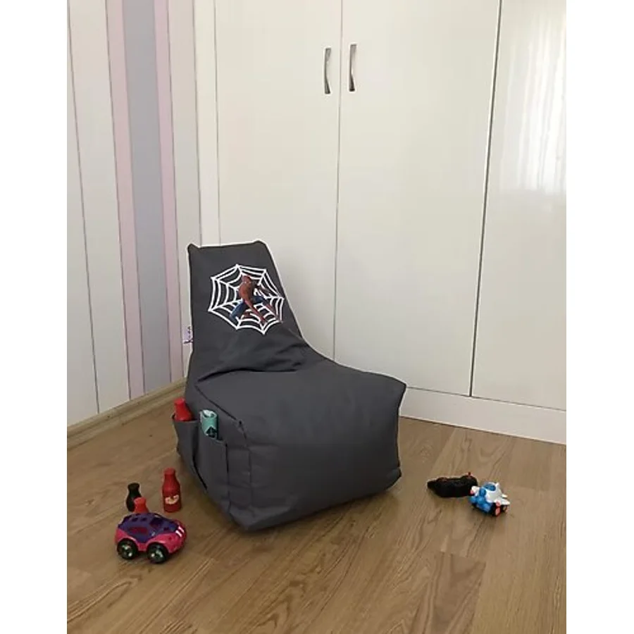Pufumo Spıderman Çocuk Armut Puf Koltuğu Gri ( 1-8 Yaş )