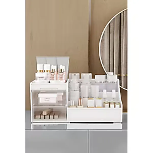 Pufwin Home Şeffaf Çekmeceli Elegance Xl Makyaj Takı Kozmetik Parfüm Krem Serum Düzenleyici Organizer