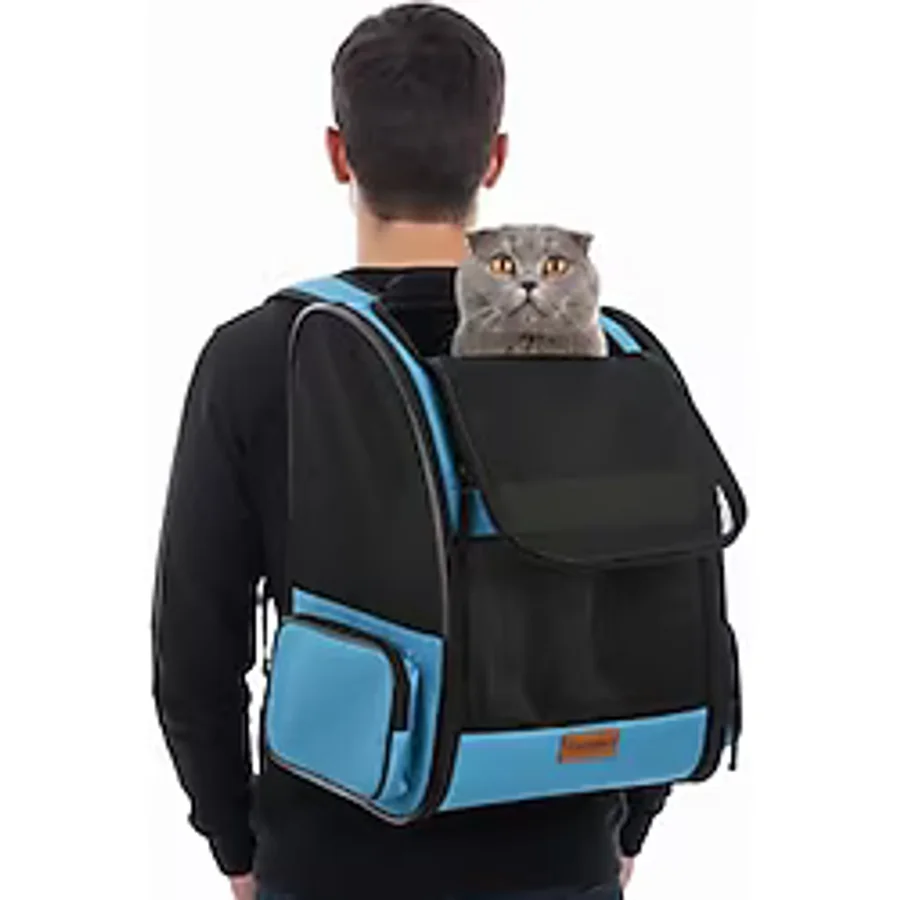 PUGALO AirMove Premium Kedi Köpek Taşıma Çantası Silinebilir Yırtılmaz Fileli Bükülmez Gövde (Mavi)