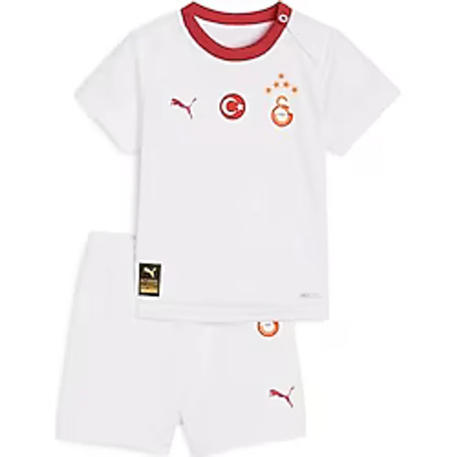 Puma Lastikli Bel Standart Beyaz - Turuncu Erkek Çocuk Şort Takım 77983202-GSK Away Minikit w/o Socks