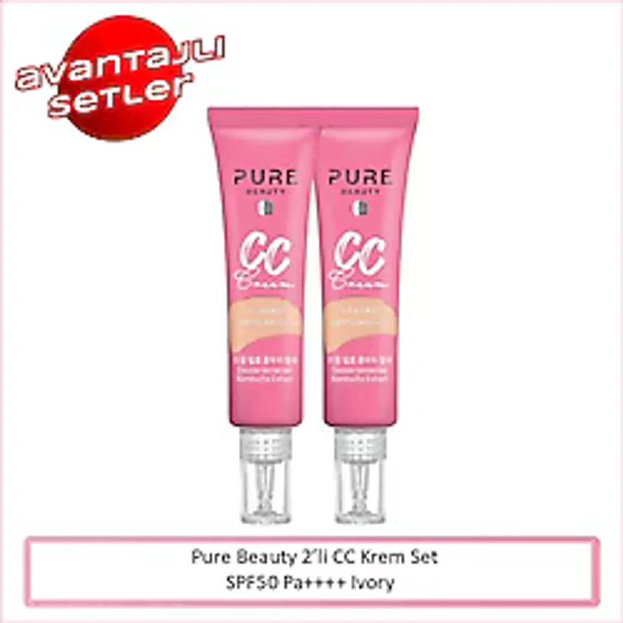 Pure Beauty, Cc Krem, Spf50, Pa++++, Ivory - 30 Ml, 2'Li Set (Yeni Ürün 4+)