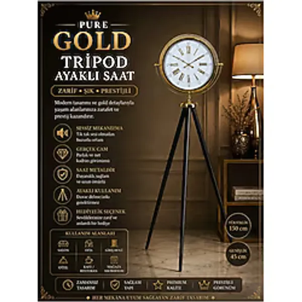 Pure Gold Tripod Ayaklı Saat