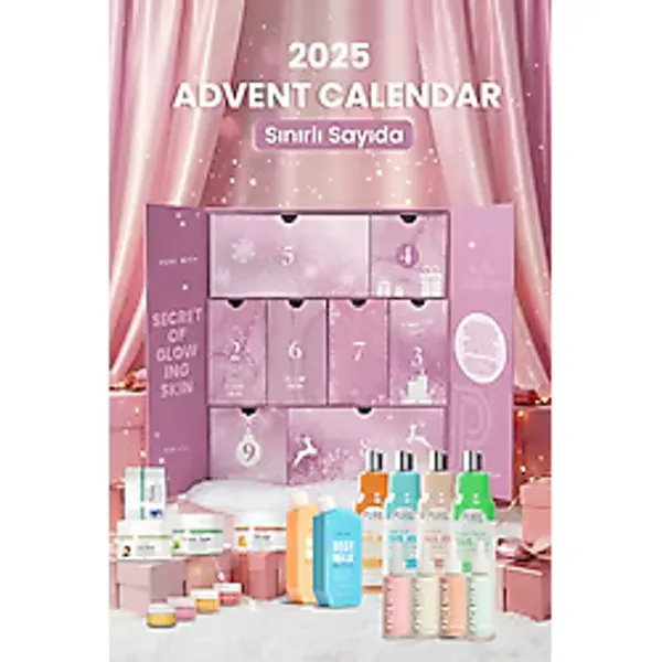 Pure With Advent Calendar 2025 - Bakım Seti Duş Jeli, Body Milk, Face Milk, Scrub, Dudak Peelingi Yılbaşı hediye seti