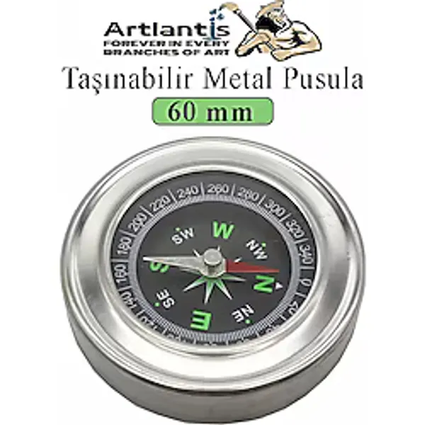 Pusula Çelik 60 mm 1 Adet Profesyonel Metal Kasa Dayanıklı Taşınabilir El Pusulası Yuvarlak Cep Pusulası