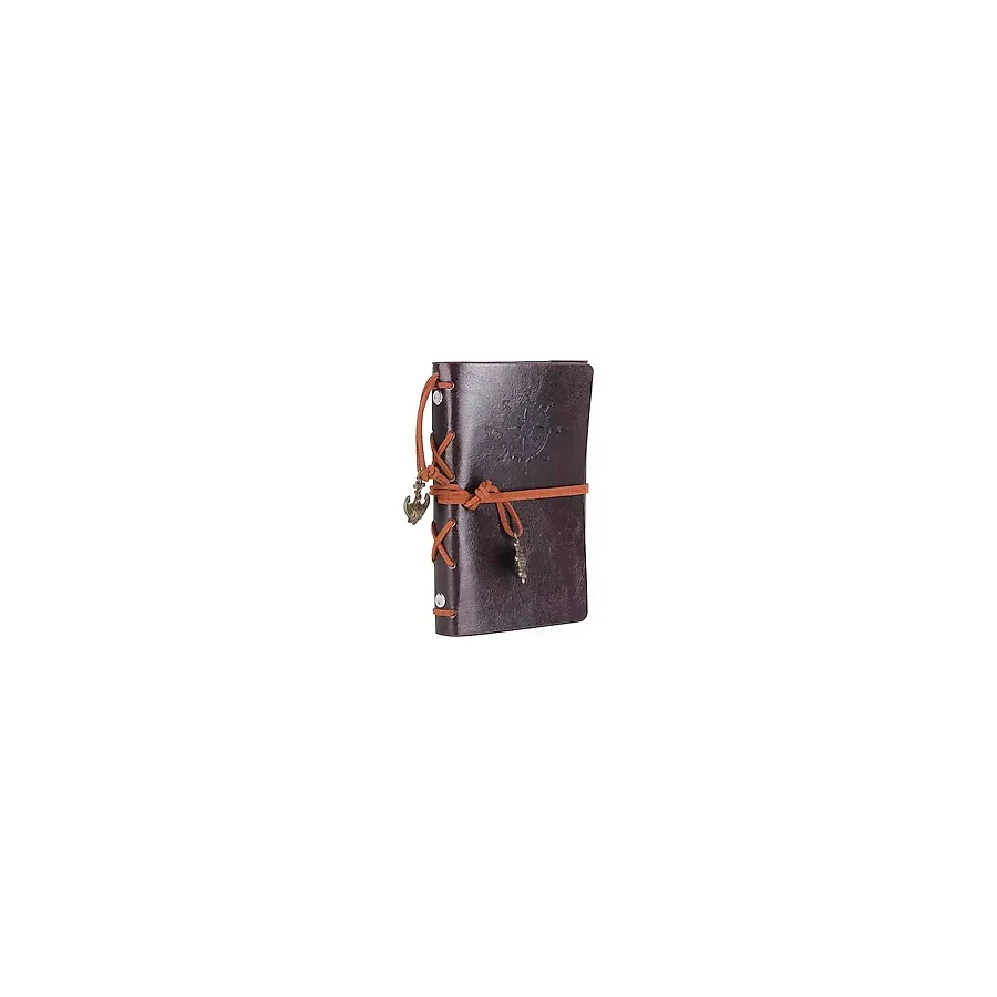 Pusula Temalı Deri Defter - Bağcıklı Nostaljik Retro Vintage Tasarım, Spiralli Denizci Konseptli Eskitme Sayfalı Çizgisiz Günlük Anı Hatıra Ajanda Premium Hediyelik Seri - 0 - Siyah