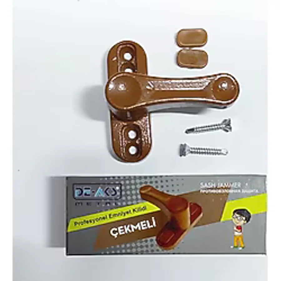 Pvc Pencere Metal Çekmeli Çocuk Emniyet Mandalı Güvenlik Kilidi (1, Açık Kahve)