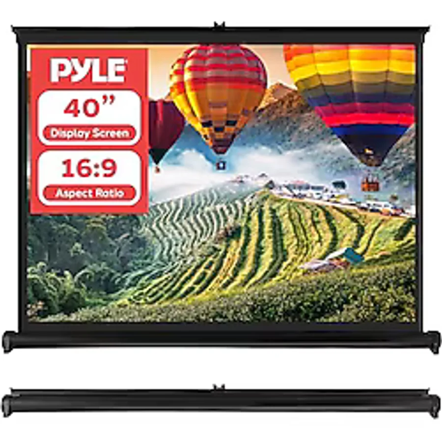 Pyle Upgraded 2018 Portable Projector Screen - Mobile Projection Screen Stand, Lightweight Carry & Durable Easy Pull Out System for Schools Meeting Conference Indoor Outdoor Use, 40 Inch (PRJTP46)