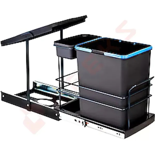 Pyramith Antrasit 16+1 Litre Teleskopik Raylı Çöp Kovası (P-9155)