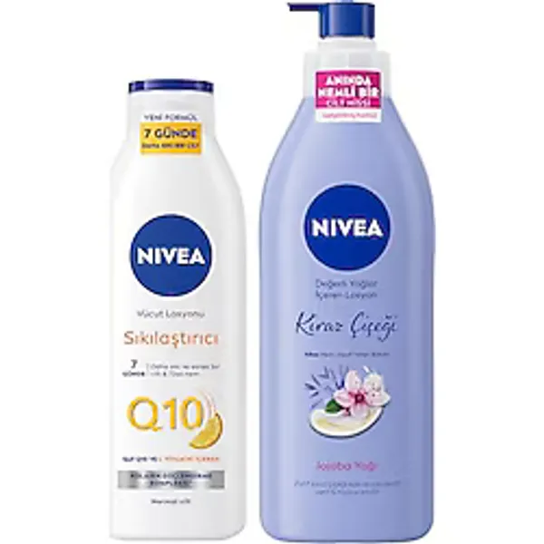 Q10 Sıkılaştırıcı Vücut Losyonu 250 Ml,10 Günde Sıkılaş+Kiraz Çiçeği&Jojoba Yağı Pump Losyon 400 Ml