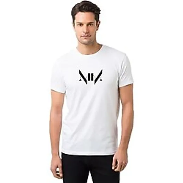 Qivi Marilyn Manson Soluk Imparator Müzik Albümü Baskılı Beyaz Erkek Örme Tshirt, Beyaz, L