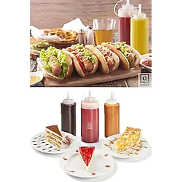 QNİAY Chef Hazırlık Şişesi (1 Adet) Kapaklı Salata Sosu Zeytinyağı Ketçap Mayonez Sıkma Sosluk 400 Ml