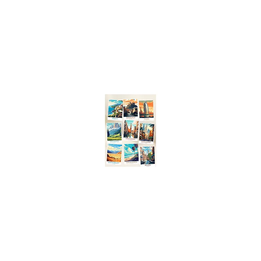 Qoeuyl Boutique Turistik Şehirler No:1 Temalı 9'lu Kartpostal