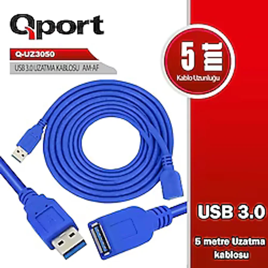 Qport Q-UZ3050 5 m USB 3.0 Uzatma Kablosu