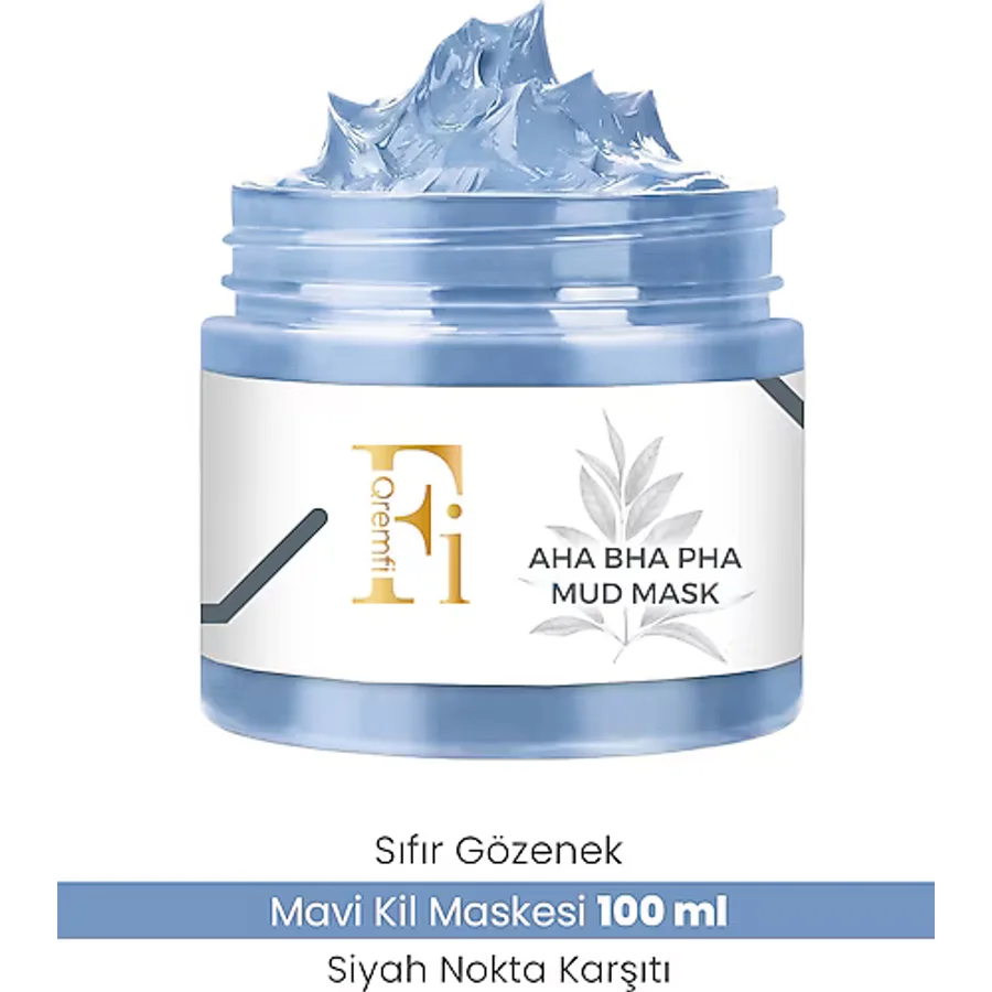 Qremfi Sıfır Gözenek Siyah Nokta Mavi Kil Maskesi AHA + BHA+PHA 100 ml