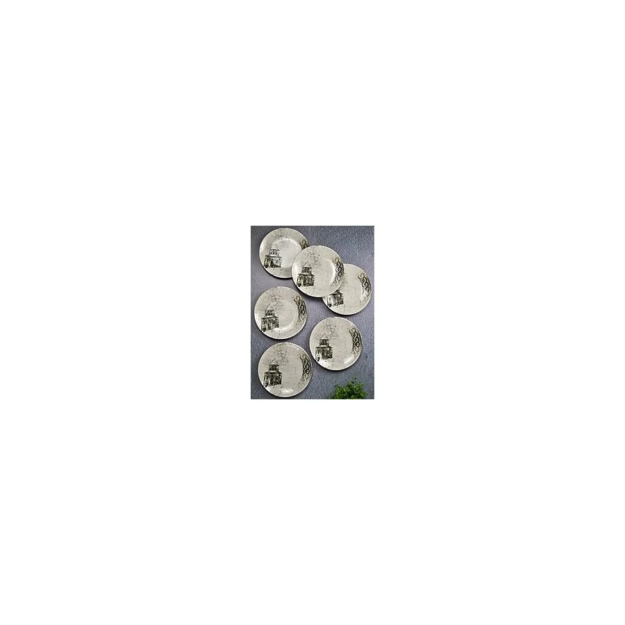 Qualitev 6'lı Porselen Mezopotamya Servis Tabağı 23 Cm- Tatlı Pasta Sunum