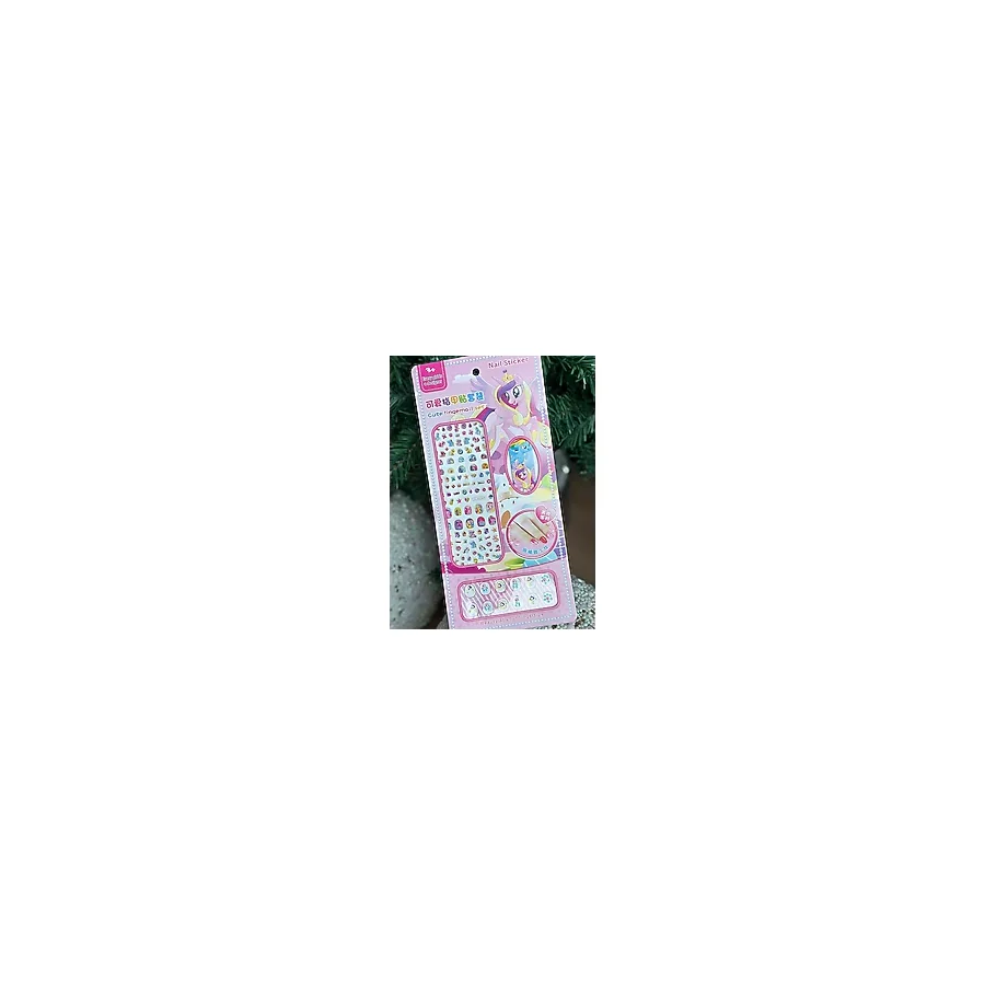 QUEEN AKSESUAR My little pony gökkuşağı unicorn trend çocuk tırnağı taşlı takma tırnak sticker törpü seti