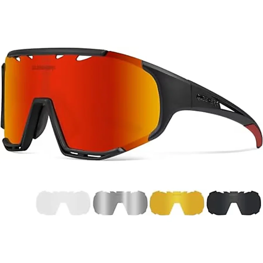 Queshark Polarize Anti-Uv Outdoor 5 Lens Ultra Hafif Spor Gözlük