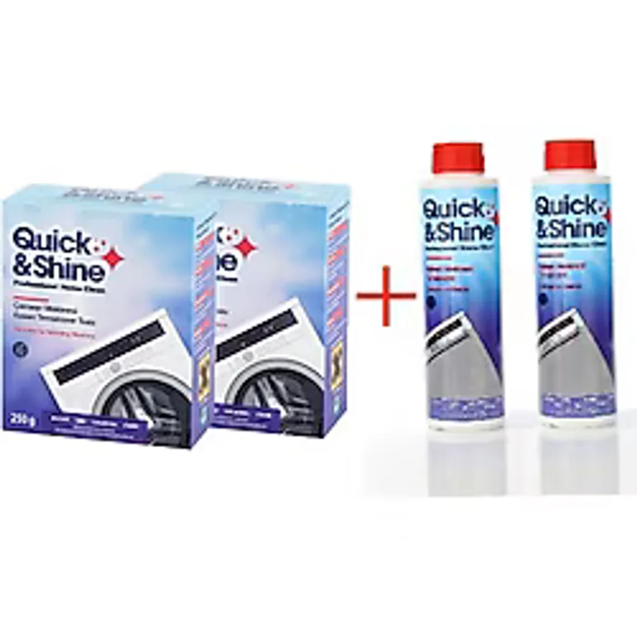Quick&Shine 2+2 4lü Set 2 Çamaşır Makinesi Kazan Temizleme Toz - 2 Bulaşık Makinesi Sıvı Temizleyici - 1,45 kg
