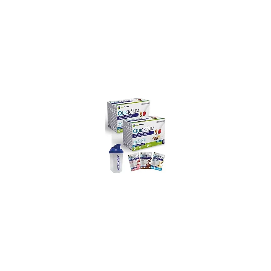 Quick Slim Yüksek Proteinli Diyet Shake 60 Saşe Aromalı Öğün Tozu Shaker Hediye ile