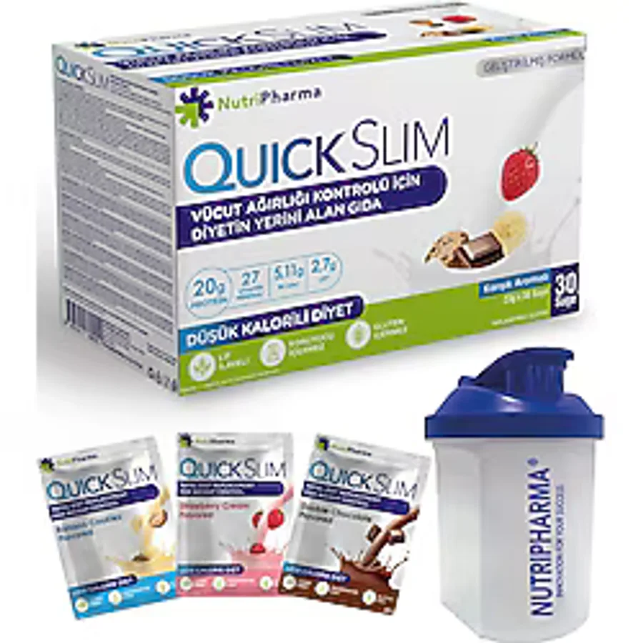 Quick Slim Yüksek Proteinli Öğün Tozu, 30 Öğün Shake + 1 Shaker
