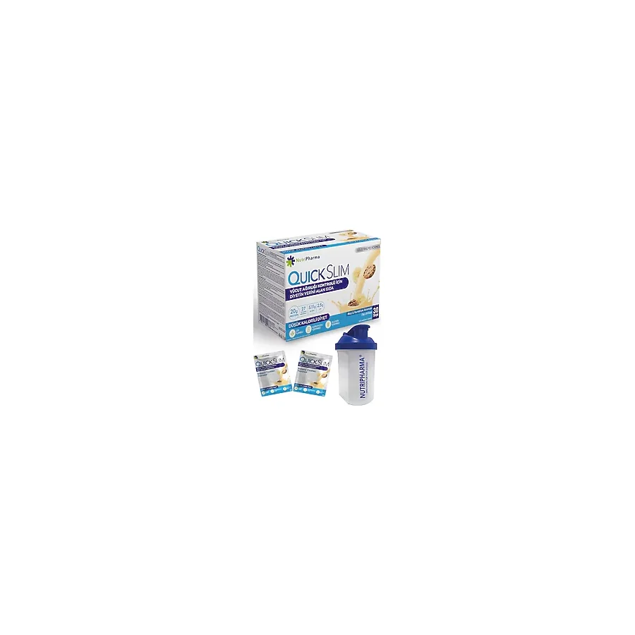 Quick Slim Yüksek Proteinli Öğün Tozu, 30 Öğün Shake + Protein Shaker, Çilek Aromalı