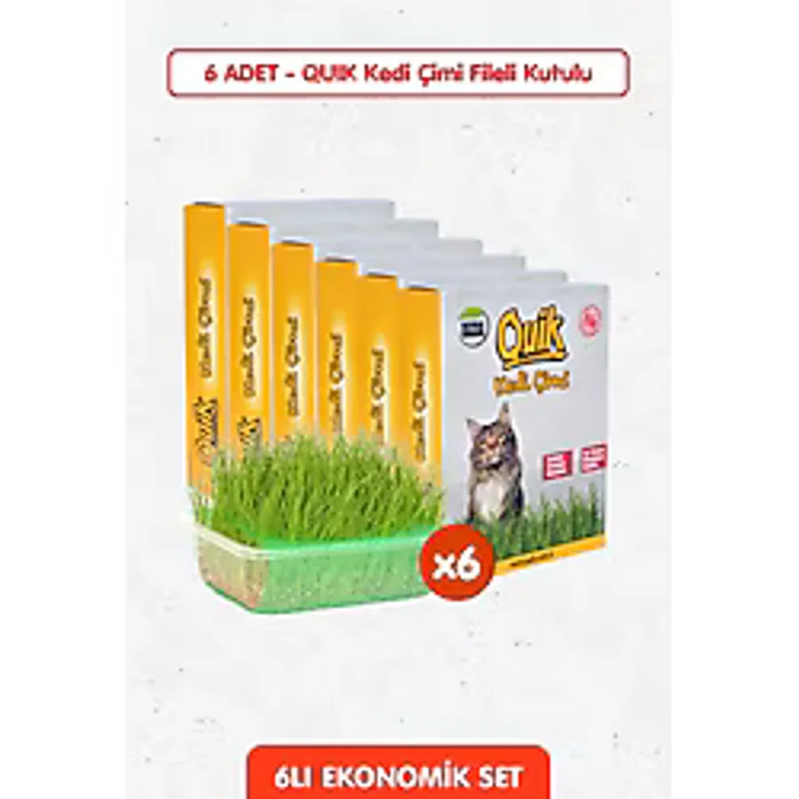 Quik 6 Adet Doğal Kedi Çimi Fileli Ve Kutulu Tüy Yumağı Önleyici