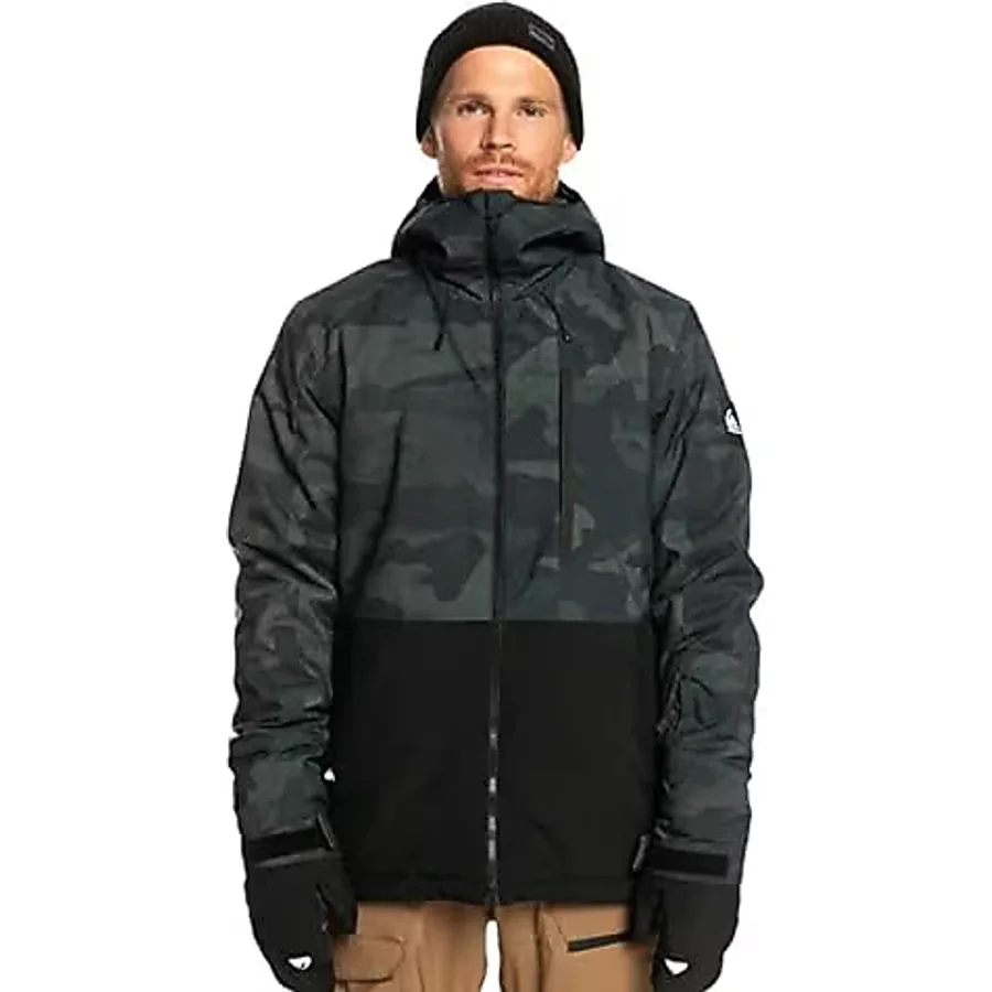 Quiksilver Mission Printed Block Erkek Gri Kayak Montu